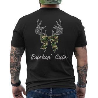 Buckin Cute Camo Bow Antlers Coquette Hunting Men's T-shirt Back Print - Thegiftio UK