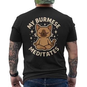 My Burmese Cat Meditates Cute Art Men's Back Print T-Shirt - Monsterry