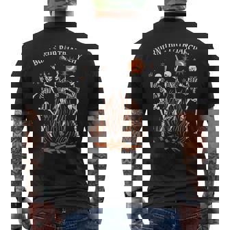 Burn The Patriarchy Spooky Feminist Skeletons Men's Back Print T-Shirt | Mazezy