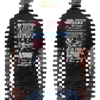 Burnouts Or Bows Nanny Loves You Gender Reveal Party Men's Back Print T-Shirt | Mazezy