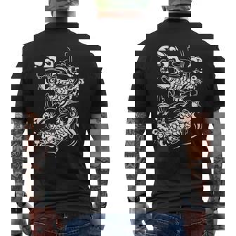 Cadeaux De L'étang Koi Traditionnel Japonais Koi Pond Adulte Noir -Mall Manche Courte Coupe Classique Col En U Traditionnel Japonais Koi T-shirt imprimé au dos - Cadeauxyz