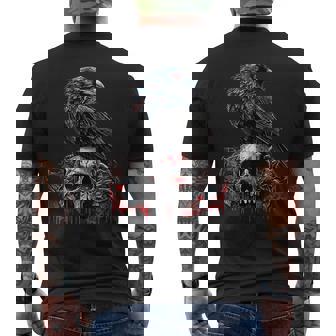 Calavera Con Cuervo Negro Gótico Camiseta Hombre Estampado Espalda - Regaloses
