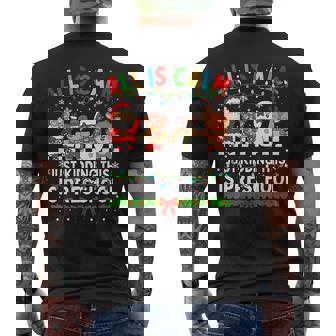 All Is Calm Just Kidding This Is Preschool Christmas Teacher Men's Back Print T-Shirt | Mazezy