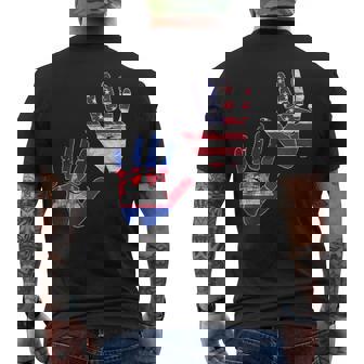 Cambodia Cambodian Khmer America American USA Mixed Flag Day Men's Back Print T-Shirt | Mazezy