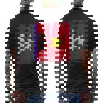 Cambodia Vietnam Half Flag Cambodian Vietnamese History Men's Back Print T-Shirt | Mazezy