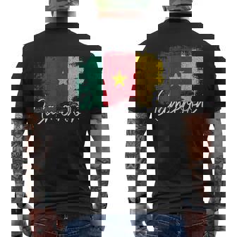Cameroon Flag Vintage Cameroon Pride African Roots Men's Back Print T-Shirt | Mazezy