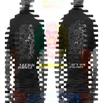 Cameroun Cameroon CAM Pride Roots Lion Flag Cameroon Men's Back Print T-Shirt | Mazezy