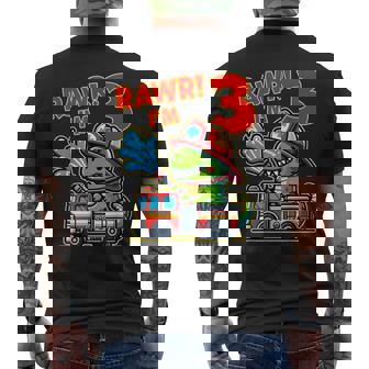 Camión De Bomberos De Dinosaurio Para Niños 3Er Cumpleaños Niño 3 Trex Bombero Camiseta Hombre Estampado Espalda - Regaloses