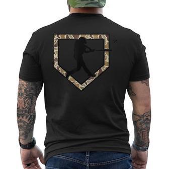 Camo Home Plate Camouflage Baseball Batter Youth Boys Men's T-shirt Back Print - Monsterry