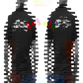 Canada Central African Republic Crossed Flags Canadian CAR Men's Back Print T-Shirt | Mazezy