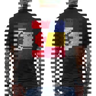 Canada Romania Half Flag Canadian Romanian Heritage Men's Back Print T-Shirt | Mazezy