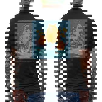 Capybara Hot Spring Friends Soaking Relaxation Men's Back Print T-Shirt | Mazezy