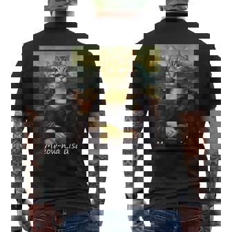 Cat Art Parody Meow-Na Lisa Mona-Lisa Vintage Painting Men's Back Print T-Shirt | Mazezy