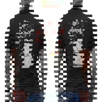 Cat Cherry Blossom Japan Anime Men's T-shirt Back Print | Seseable FR
