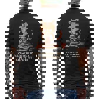 Cat-Ching Up On Pottery 面白い猫好きデザイン メンズTシャツ バックプリント - Kawaiitshirt