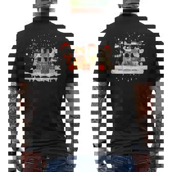 Cat Christmas Light Reindeer Santa Christmas Cat Lover Xmas Men's Back Print T-Shirt - Monsterry