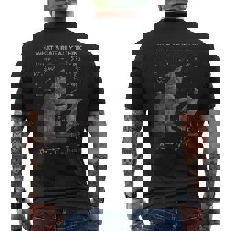 Cat Physics Humor What Cats Really Think Meme Men's Back Print T-Shirt | Mazezy