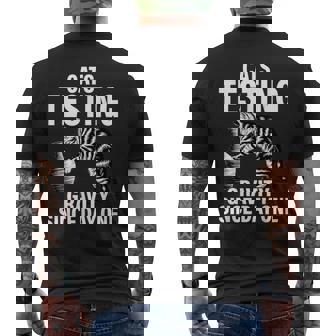 Cat Physics Testing Gravity Since Day One Math Joke Men's Back Print T-Shirt | Mazezy