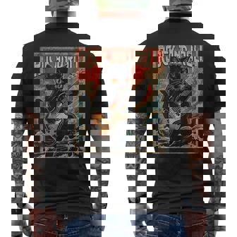 Cat Playing Bass Guitar Rock On Vintage Rock Guitarist Cat Men's T-shirt Back Print | Seseable UK