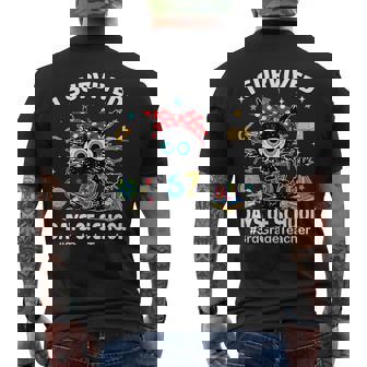 Cat I Survived 67 Days Of School 3rd Grade Teacher Men's Back Print T-Shirt | Mazezy