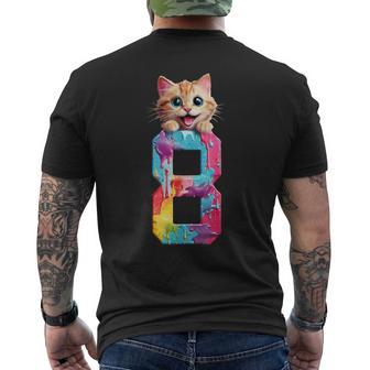 Cats 8 Years Cat 8Th Birthday Men's T-shirt Back Print - Thegiftio UK