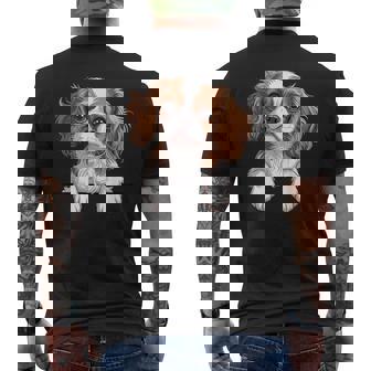 Cavalier King Charles Spaniel Peeking Pocket Puppy Dog Men's T-shirt Back Print - Monsterry