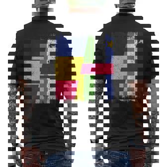 Chad Central African Republic Half Flag Chadian CAR Roots Men's Back Print T-Shirt | Mazezy