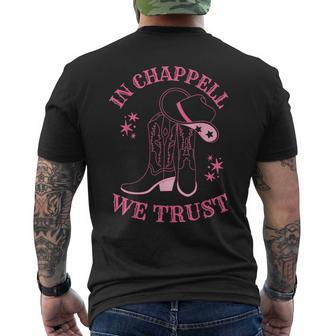 In Chappell We Trust Hat Cowgirl For Western Country Men's T-shirt Back Print - Thegiftio UK
