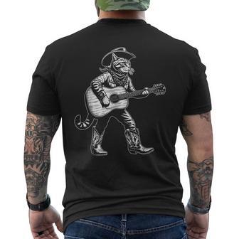 Chat Rustique Cowboy Avec Guitare Musicien Occidental Country Music T-shirt imprimé au dos - Cadeauxyz