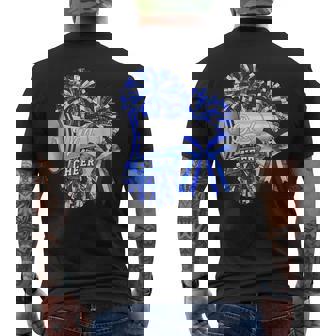 Cheer Dad Daddy Bow Sport Cheerleader Cheerleading Blue Men's Back Print T-Shirt | Mazezy