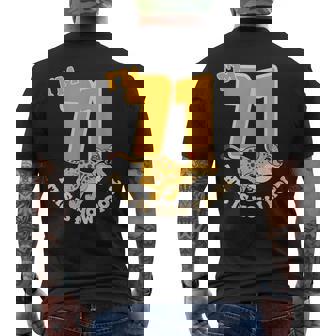 Cheetah 71st Birthday Party Jungle Safari Wild Cat Wildlife Men's Back Print T-Shirt | Mazezy