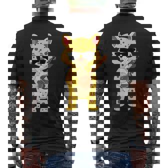 Cheetah Wearing Sunglasses Playing Sitar Sitarist Tank Top Men's Back Print T-Shirt | Mazezy