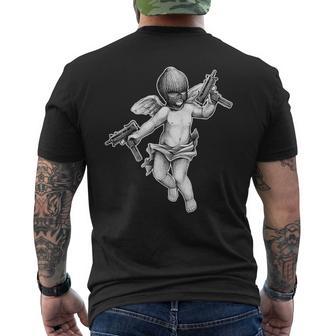 Cherub Angel Gangster Uzi Blackwork Men's T-shirt Back Print - Thegiftio UK
