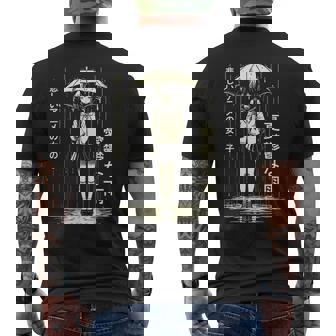 Chica Anime Triste Llorando Bajo La Lluvia Regalo Otaku Camiseta Hombre Estampado Espalda - Regaloses