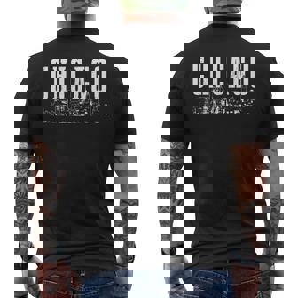 Chicago Skyline Illinois Vintage Chicago Pride Men's Back Print T-Shirt | Mazezy