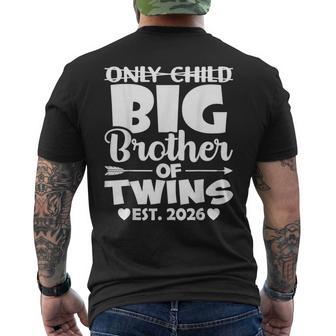 Only Child Big Brother Of Twins 2026 Baby Announcement Men's T-shirt Back Print - Thegiftio UK