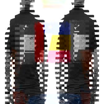 Chile Romania Half Flag Chilean Romanian Heritage Men's Back Print T-Shirt | Mazezy