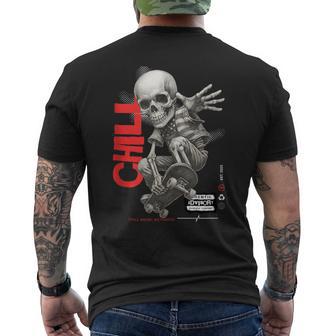 CHILL Mode Activated Skeleton Skateboarder Art Tee For Rebel Tank Top Men's Back Print T-Shirt | Mazezy
