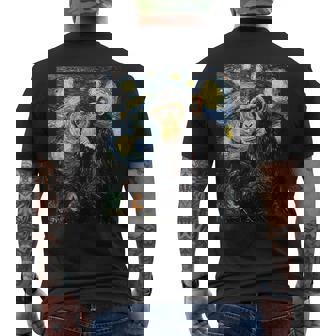 Chimpanzee Monkey Van Gogh Style Starry Night Men's T-shirt Back Print | Mazezy