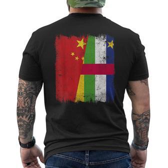 China Central African Republic Half Flag Chinese CAR Roots Men's Back Print T-Shirt | Mazezy