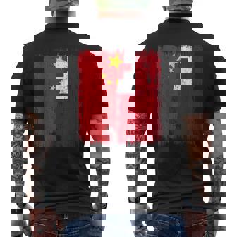 China Tonga Half Flag Chinese Tongan Heritage Men's Back Print T-Shirt | Mazezy