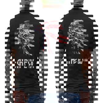 Chippewa ネイティブアメリカン アメリカ国旗 スカルヘッドレス 長袖tシャツ メンズTシャツ バックプリント - Kawaiitshirt