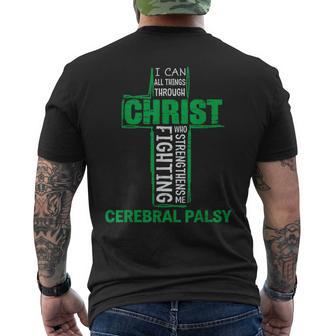 Christ Cerebral Palsy Cp Awareness Religious Green Ribbon Men's T-shirt Back Print - Thegiftio UK