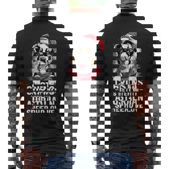 Christmas Is Better With Australian Shepherd Love Men's Back Print T-Shirt | Mazezy