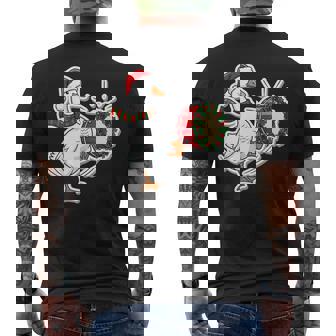 Christmas Drum Goose Teacher Shirt Holiday Music Teacher Men's Back Print T-Shirt | Mazezy