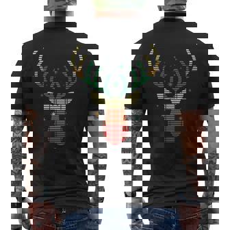 Christmas EDM Deer Head Equalizer Retro Music Festival Rave Men's Back Print T-Shirt | Mazezy