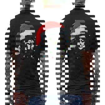 Christmas Eight Ball Lights Santa Hat Pool Billiards Men's Back Print T-Shirt | Mazezy