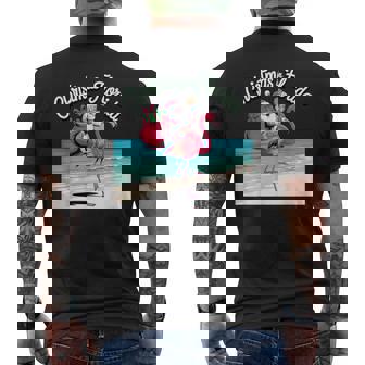 Christmas In Florida Sun Tanning Santa Riding Flamingo Men's Back Print T-Shirt | Mazezy