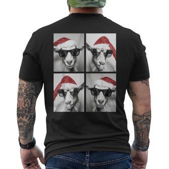 Christmas Goats With Sunglasses Santa Hat Festive Meme Men's Back Print T-Shirt - Monsterry