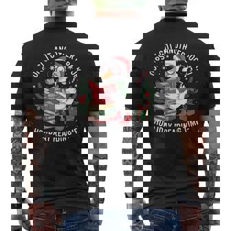 Christmas Goose I Got Another Book Holiday Reading Time Men's Back Print T-Shirt | Mazezy